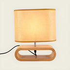 Lampe de chevet LED en bois avec abat-jour en tissu
