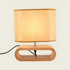 Lampe de chevet LED en bois avec abat-jour en tissu