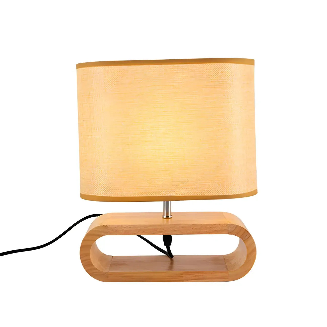 Lampe de chevet LED en bois avec abat-jour en tissu