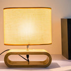 Lampe de chevet LED en bois avec abat-jour en tissu