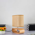 Lampe de chevet LED en bois avec abat-jour en tissu