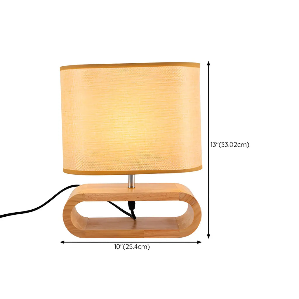 Lampe de chevet LED en bois avec abat-jour en tissu