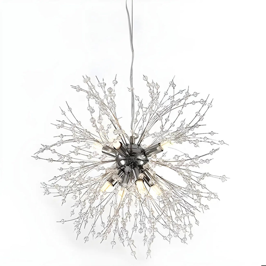 Lampadario Sputnik moderno regolabile con cristalli dorati a esplosione