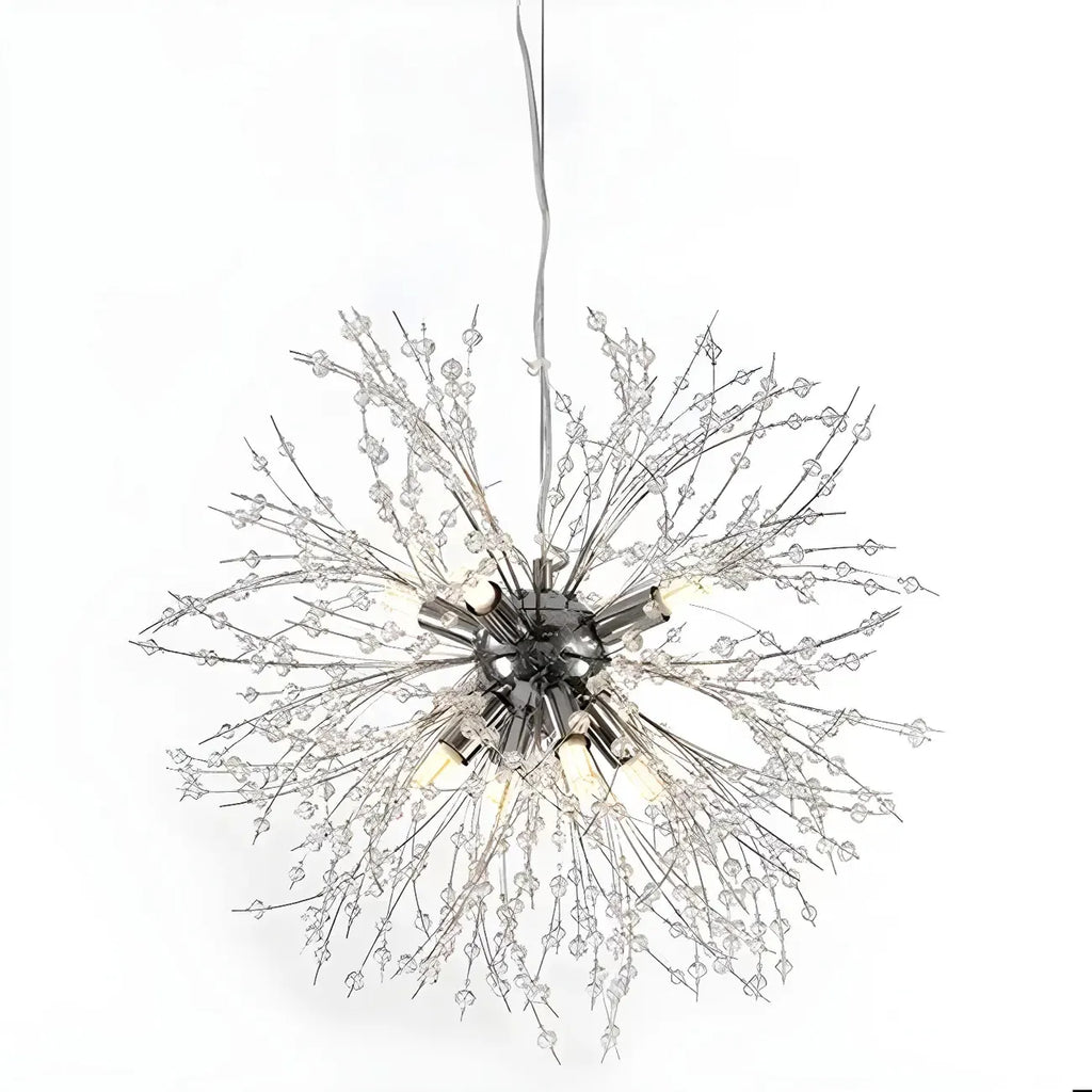 Lampadario Sputnik moderno regolabile con cristalli dorati a esplosione