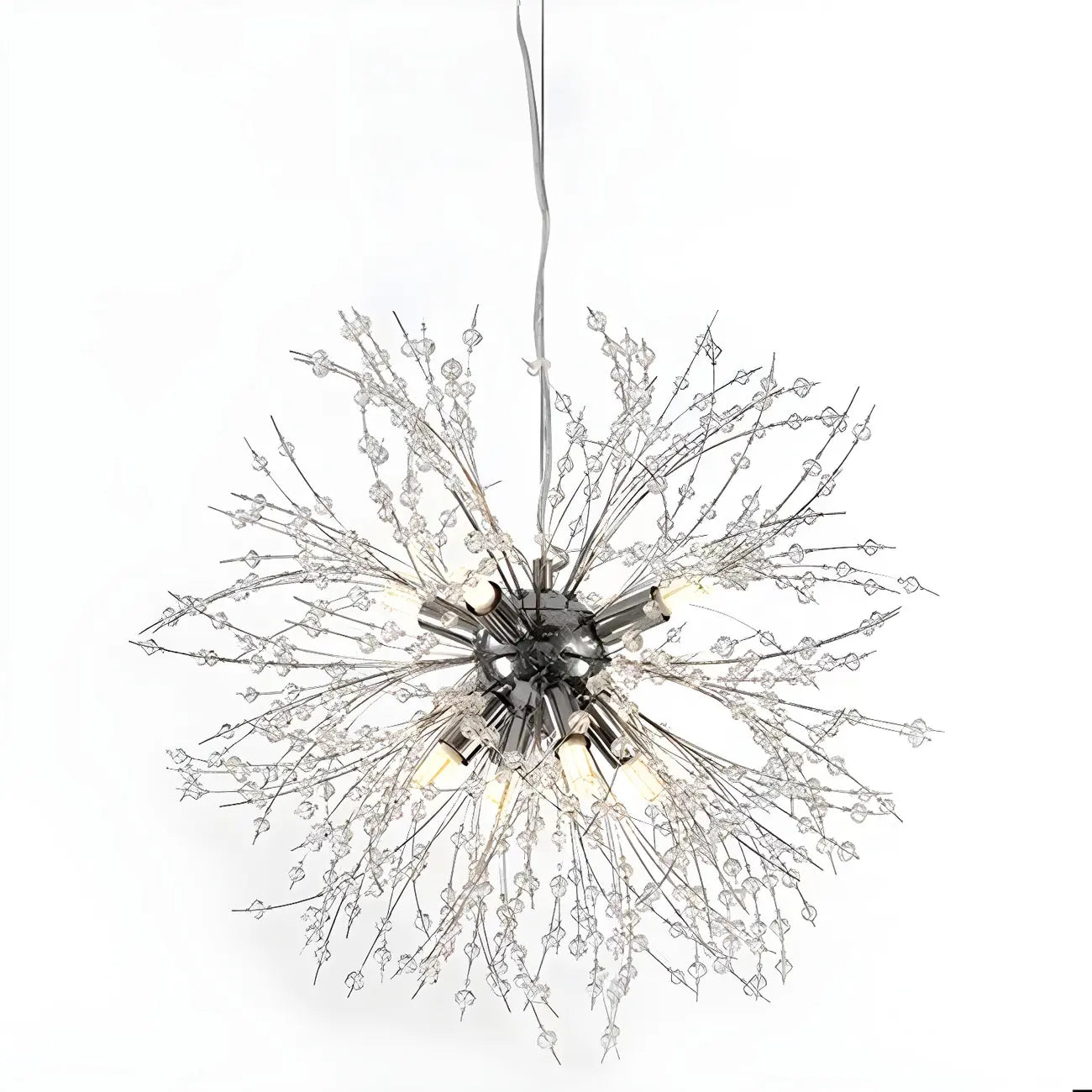 Lampadario Sputnik moderno regolabile con cristalli dorati a esplosione