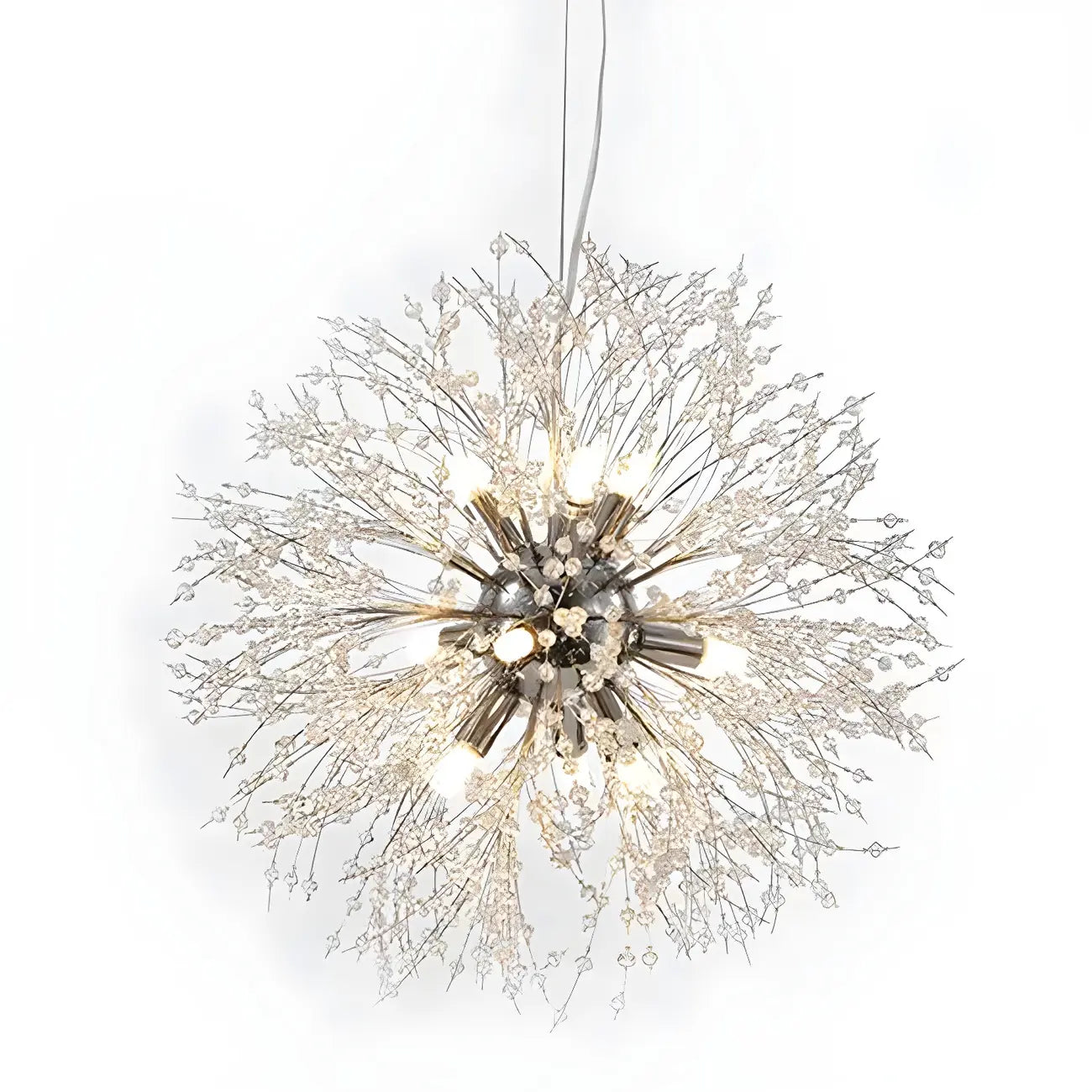 Lampadario Sputnik moderno regolabile con cristalli dorati a esplosione