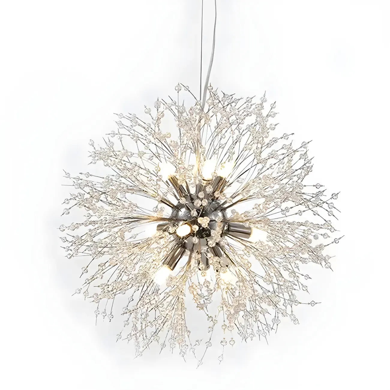 Lampadario Sputnik moderno regolabile con cristalli dorati a esplosione