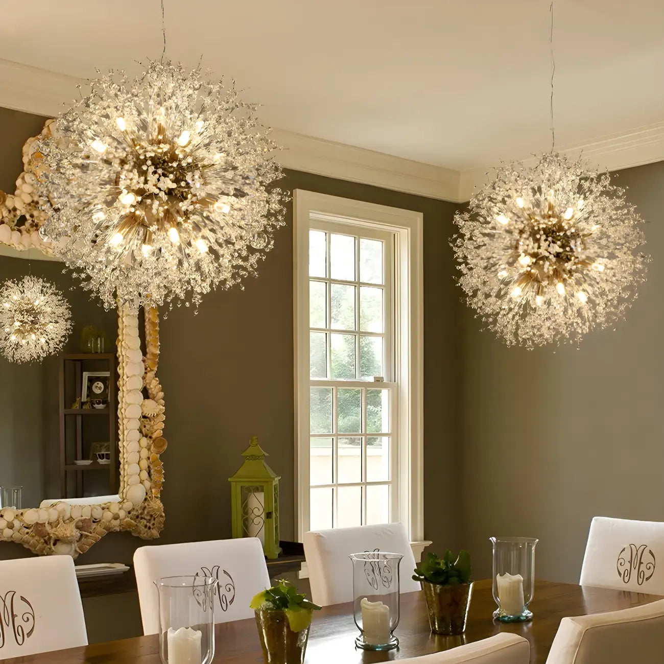 Lampadario Sputnik moderno regolabile con cristalli dorati a esplosione