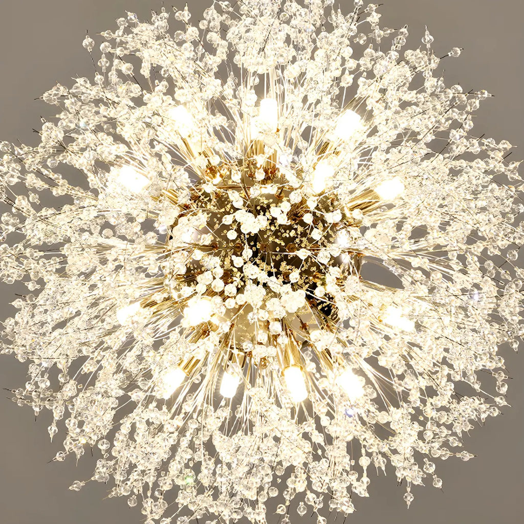 Lampadario Sputnik moderno regolabile con cristalli dorati a esplosione