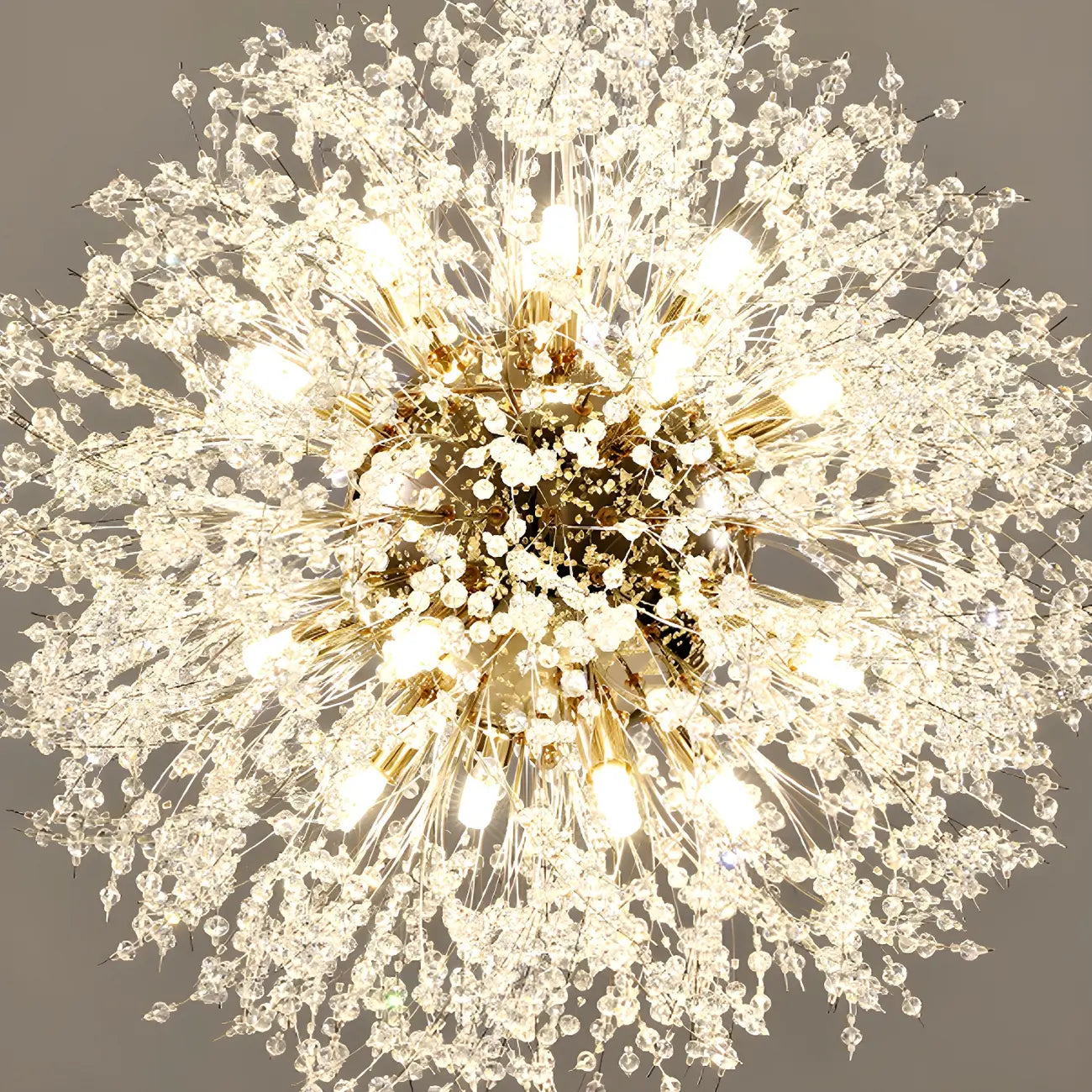 Lampadario Sputnik moderno regolabile con cristalli dorati a esplosione