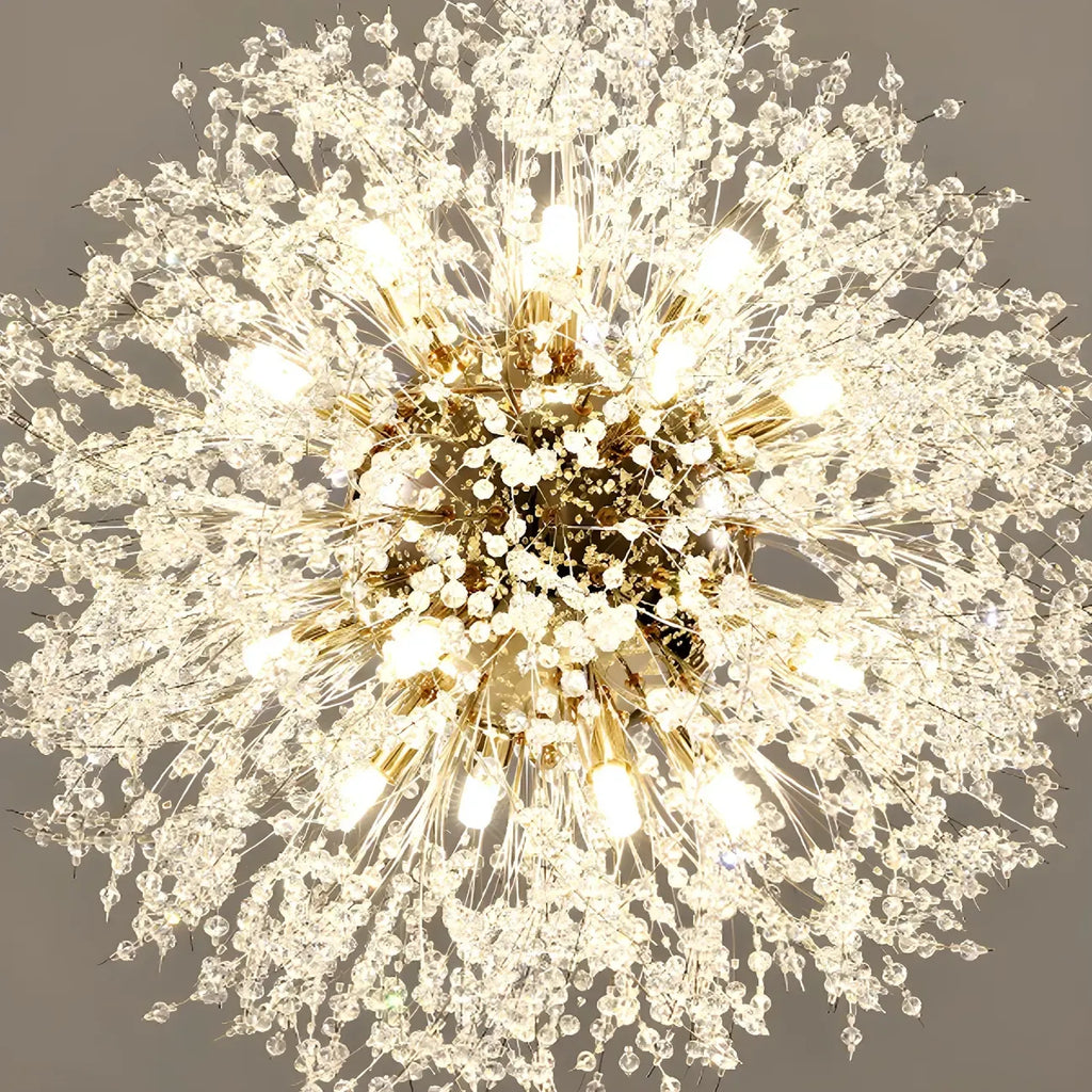 Lampadario Sputnik moderno regolabile con cristalli dorati a esplosione