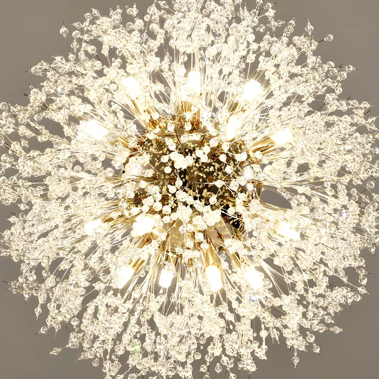 Lampadario Sputnik moderno regolabile con cristalli dorati a esplosione