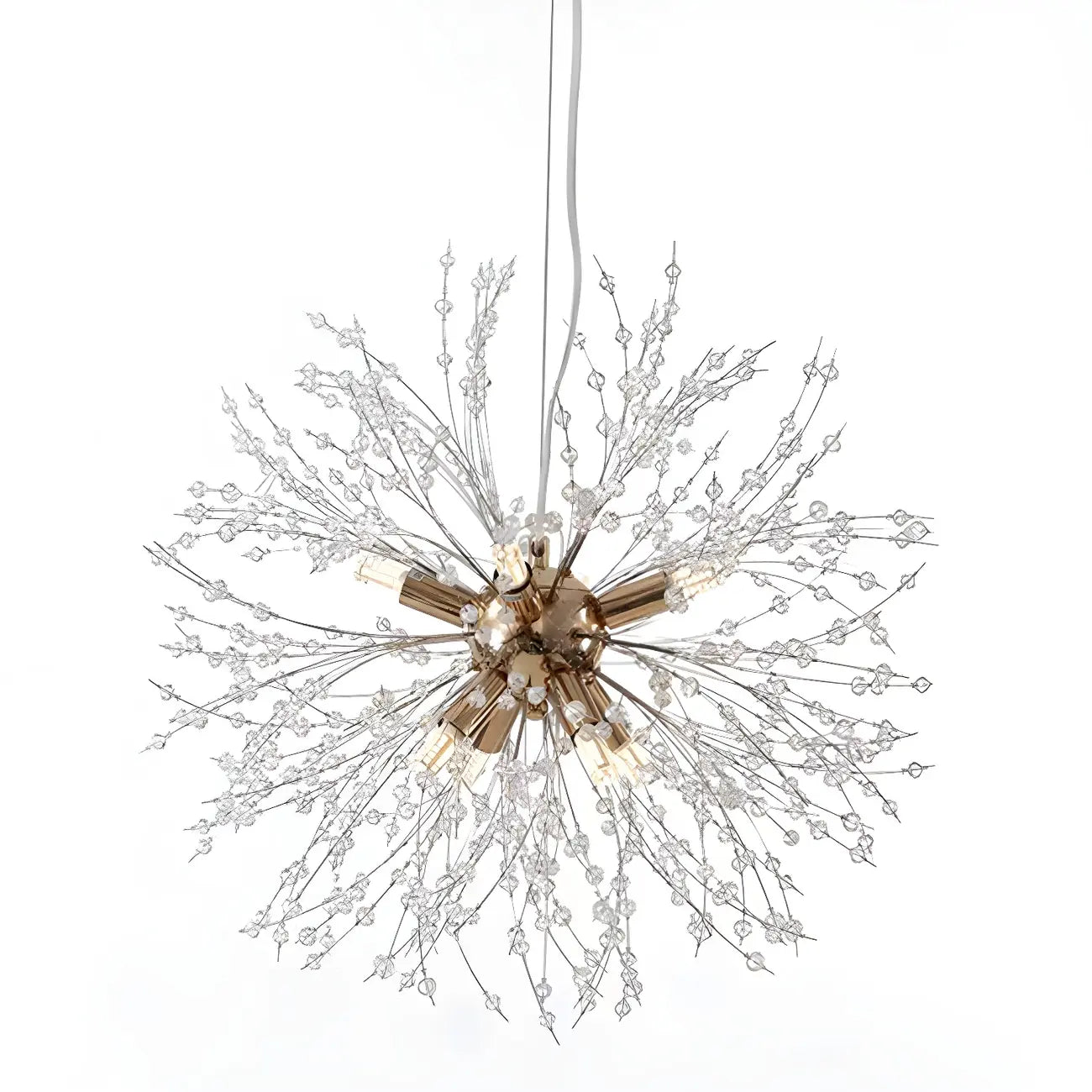 Lampadario Sputnik moderno regolabile con cristalli dorati a esplosione