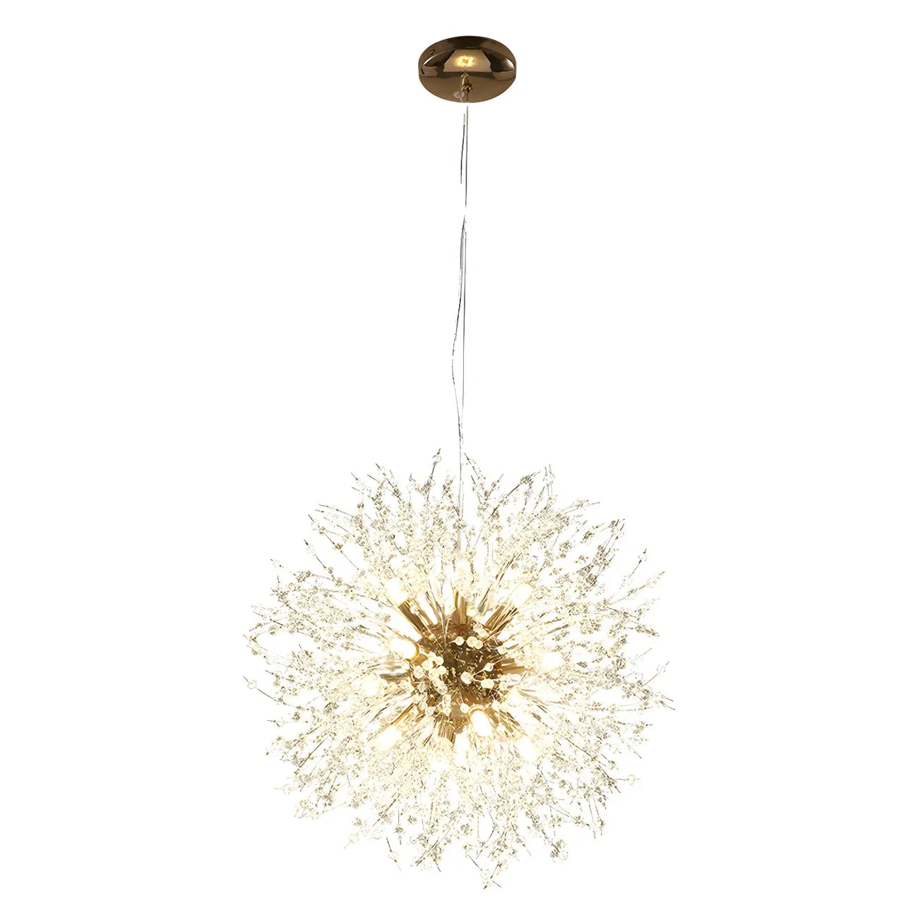 Lampadario Sputnik moderno regolabile con cristalli dorati a esplosione