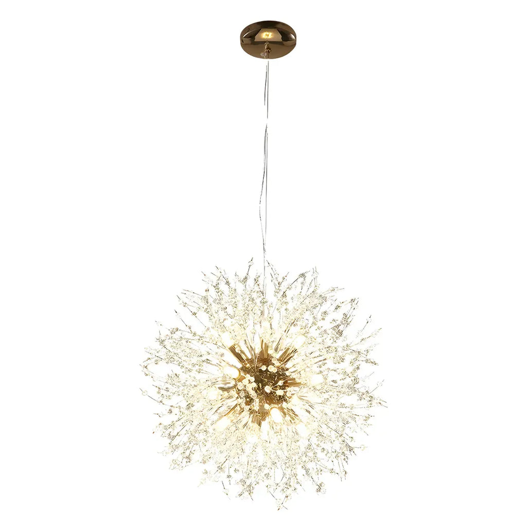 Lampadario Sputnik moderno regolabile con cristalli dorati a esplosione