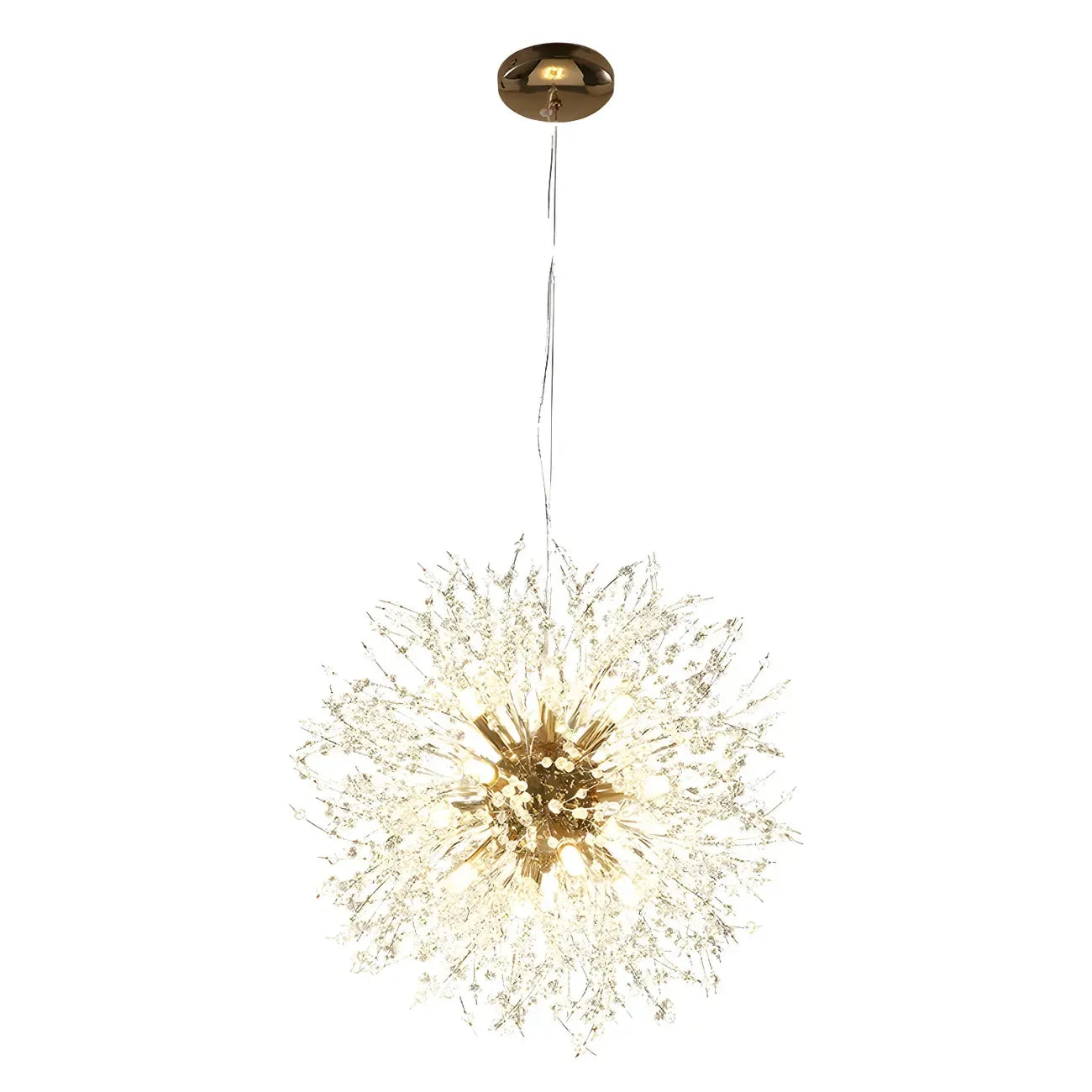 Lampadario Sputnik moderno regolabile con cristalli dorati a esplosione