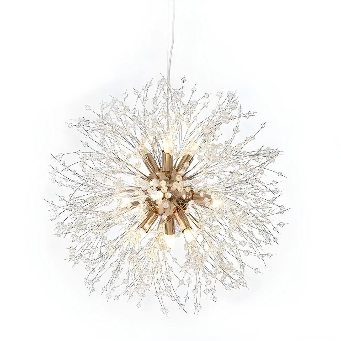 Lampadario Sputnik moderno regolabile con cristalli dorati a esplosione