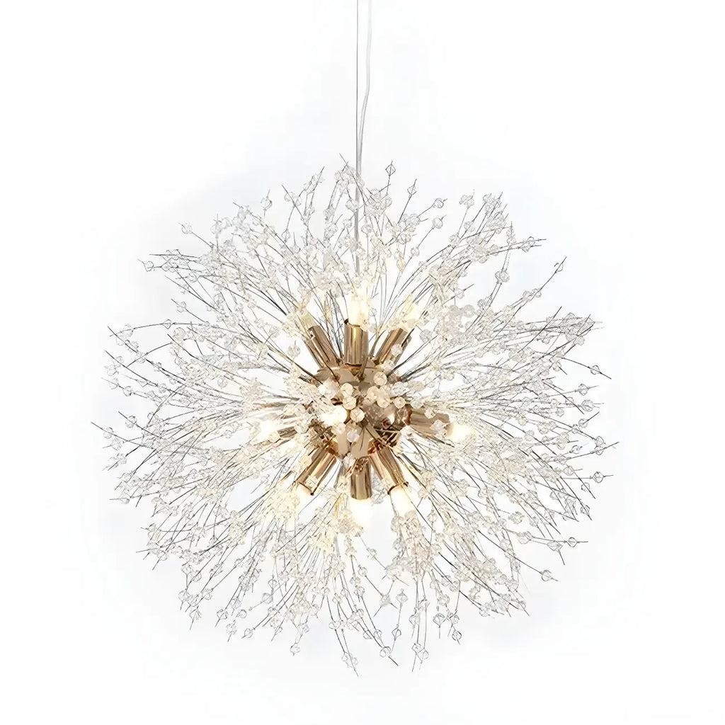 Lampadario Sputnik moderno regolabile con cristalli dorati a esplosione