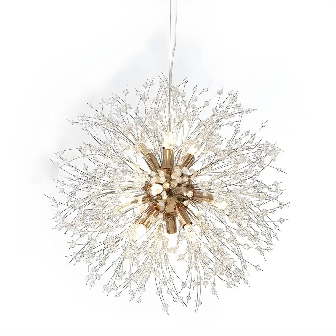 Lampadario Sputnik moderno regolabile con cristalli dorati a esplosione