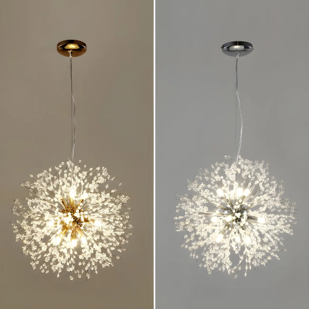 Lampadario Sputnik moderno regolabile con cristalli dorati a esplosione