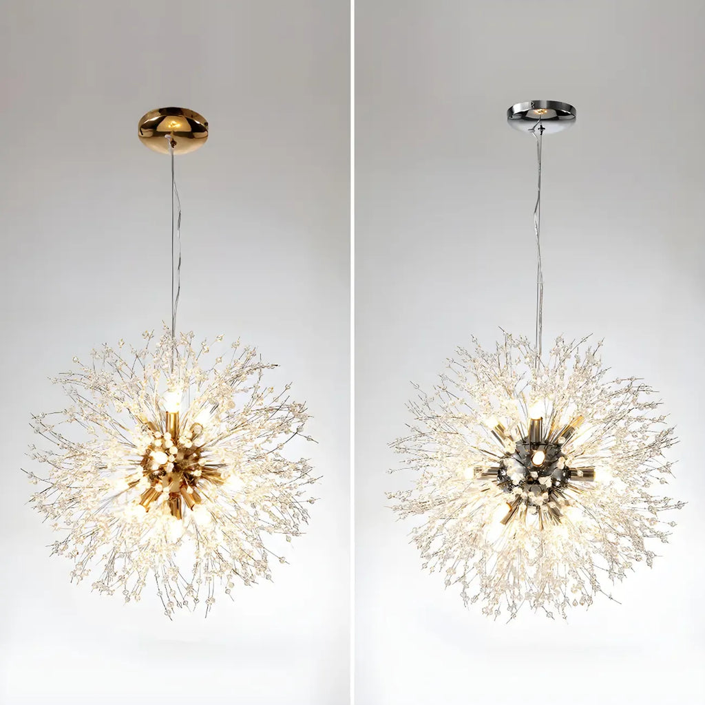 Lampadario Sputnik moderno regolabile con cristalli dorati a esplosione