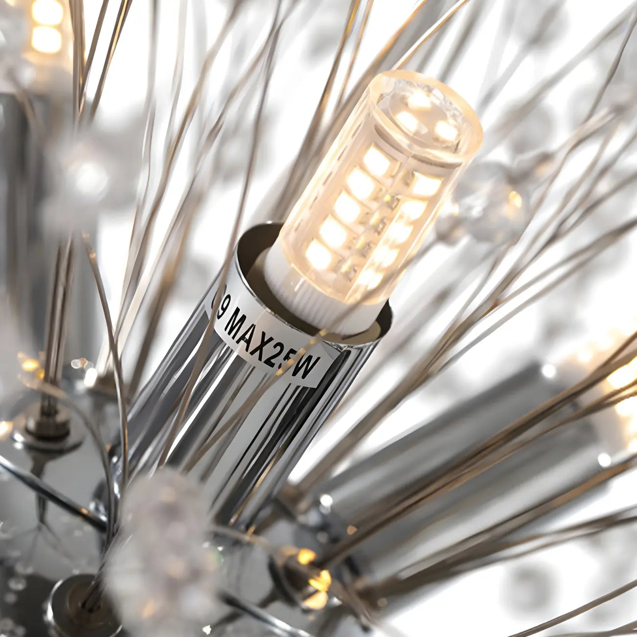 Lampadario Sputnik moderno regolabile con cristalli dorati a esplosione