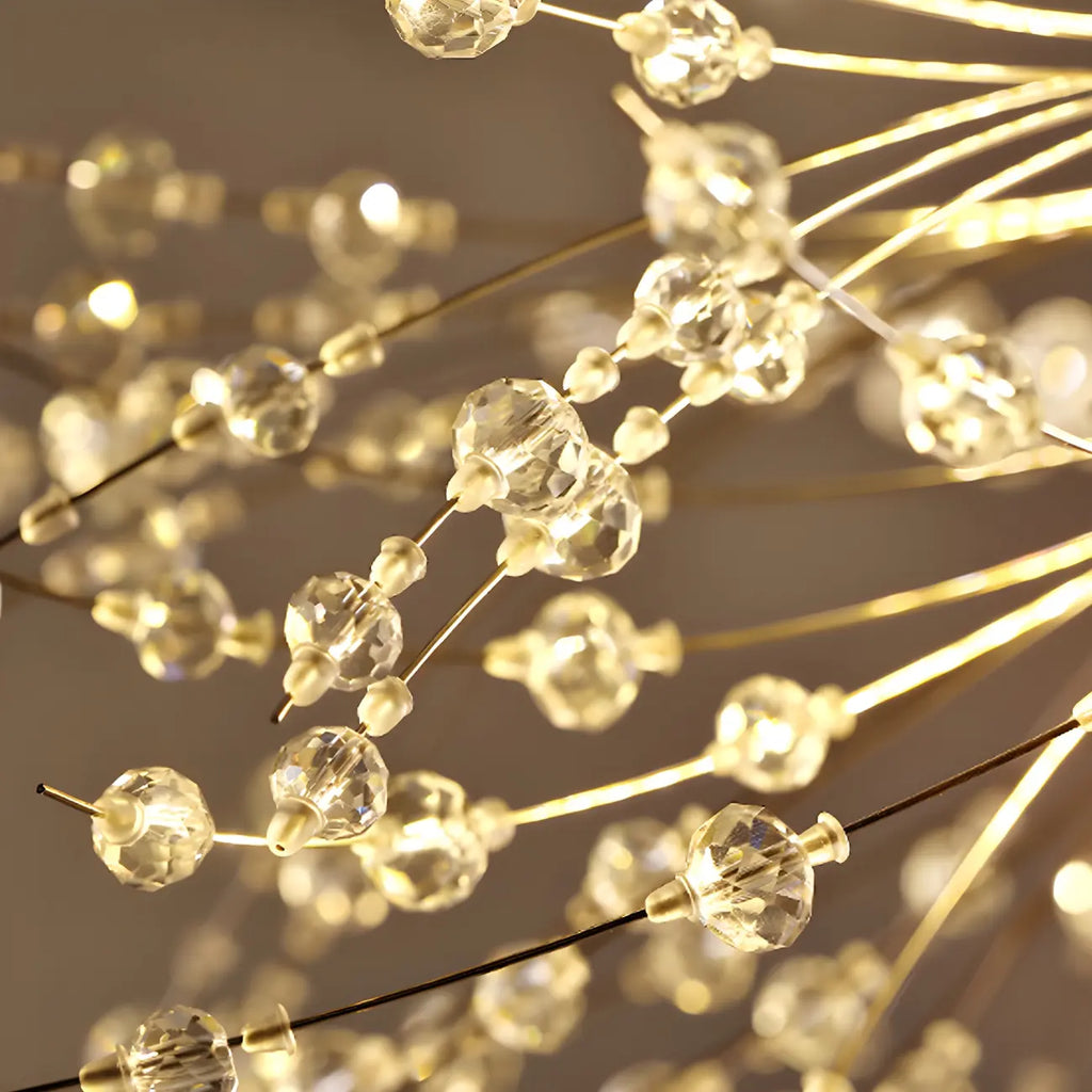 Lampadario Sputnik moderno regolabile con cristalli dorati a esplosione