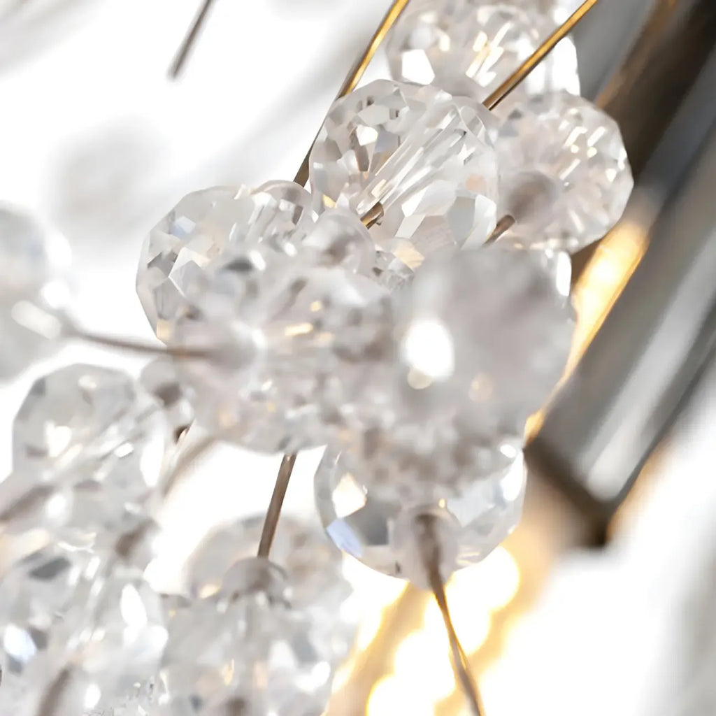 Lampadario Sputnik moderno regolabile con cristalli dorati a esplosione