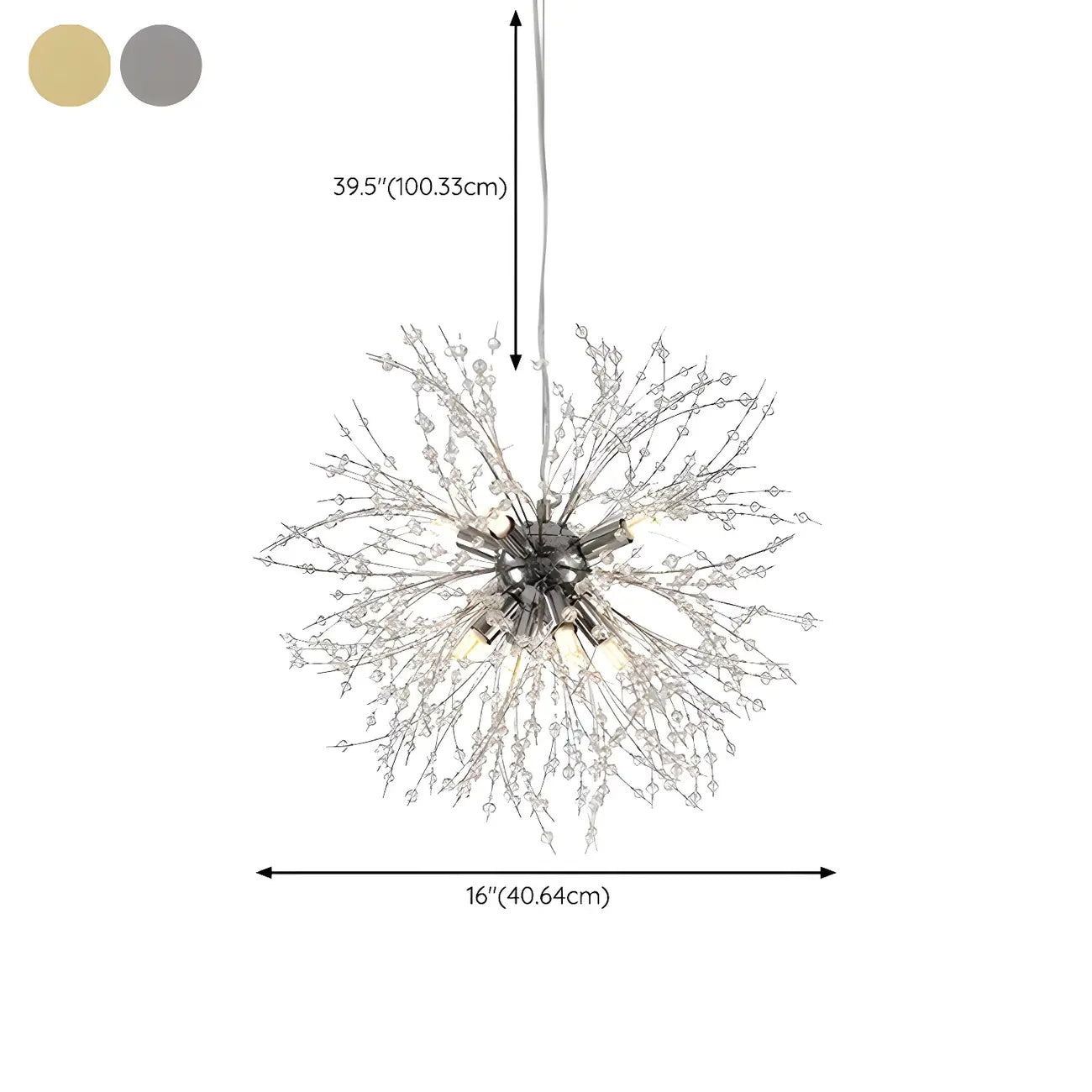 Lampadario Sputnik moderno regolabile con cristalli dorati a esplosione