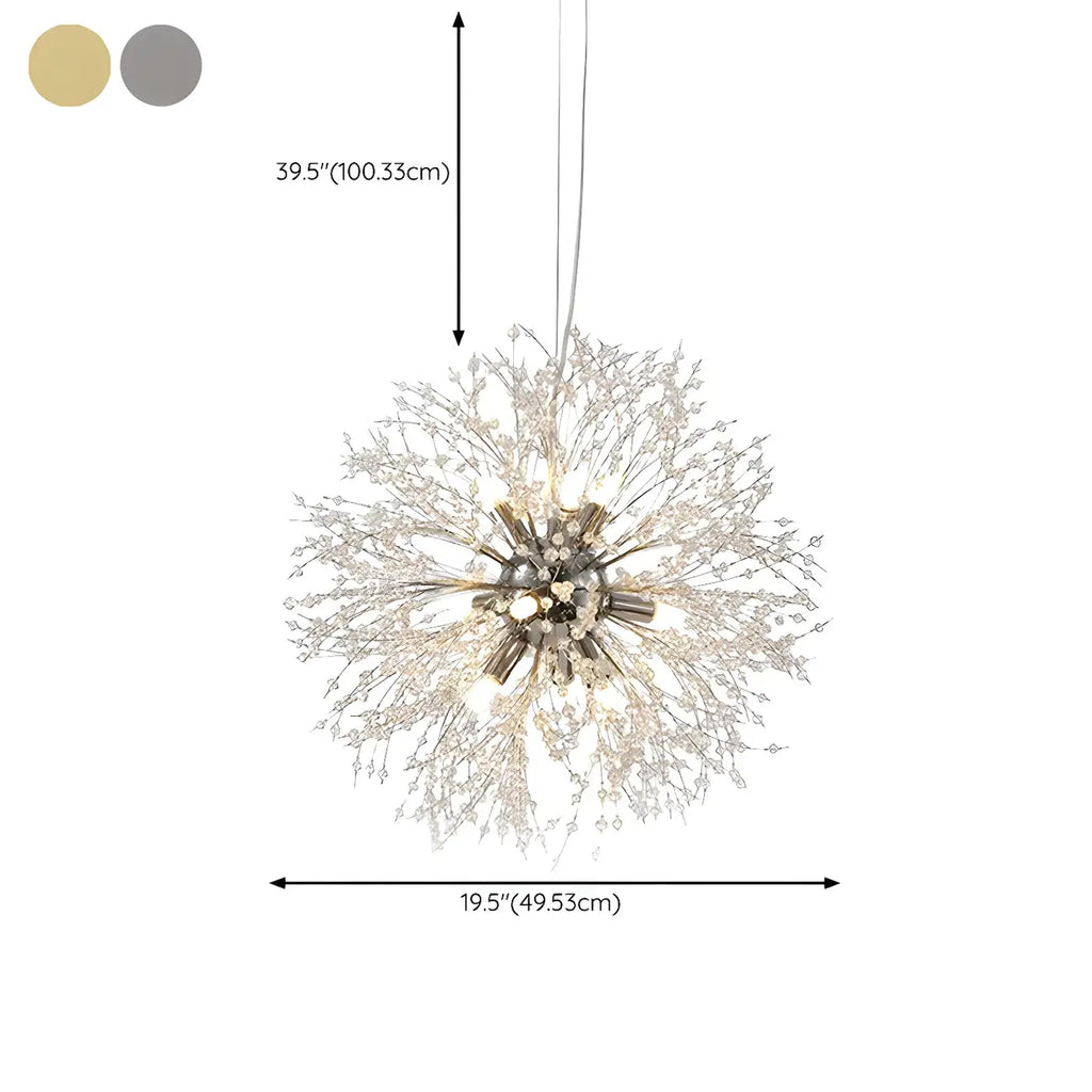 Lampadario Sputnik moderno regolabile con cristalli dorati a esplosione