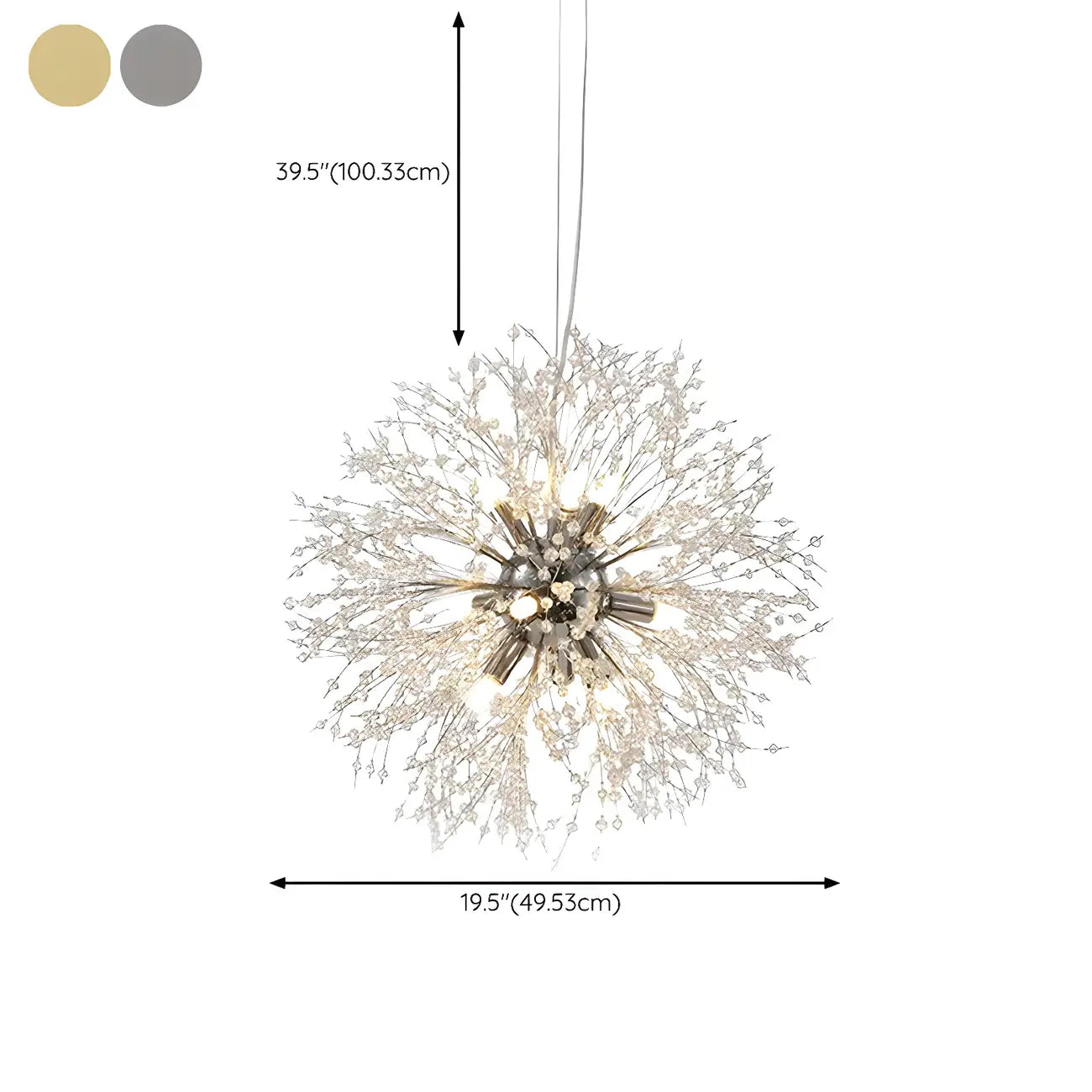 Lampadario Sputnik moderno regolabile con cristalli dorati a esplosione