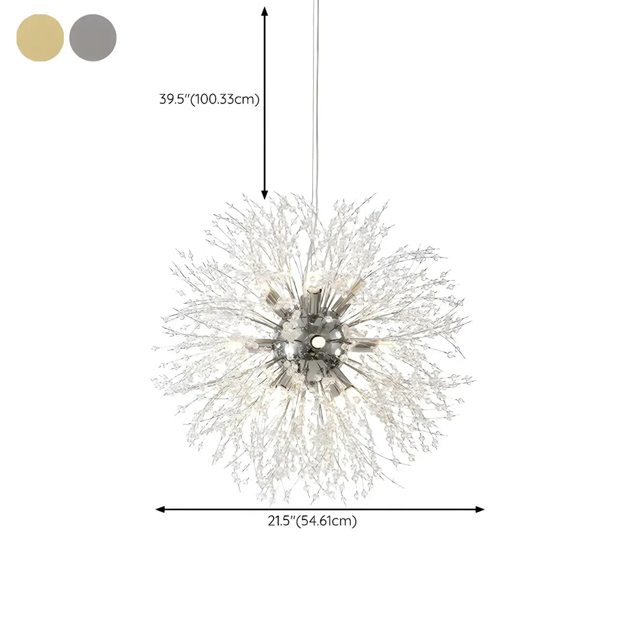 Lampadario Sputnik moderno regolabile con cristalli dorati a esplosione
