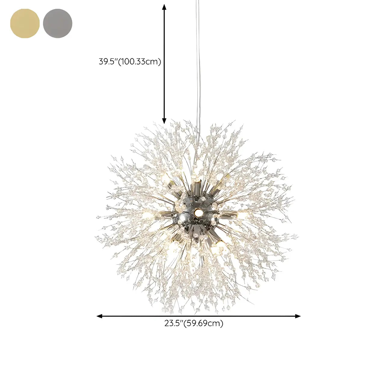 Lampadario Sputnik moderno regolabile con cristalli dorati a esplosione