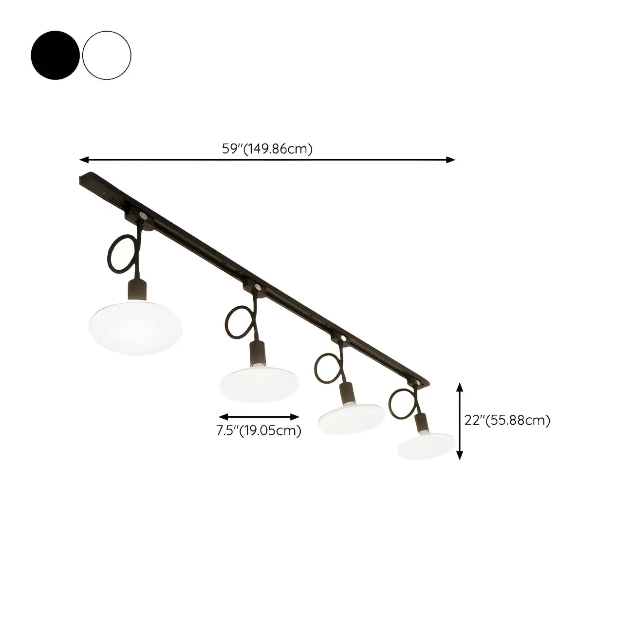 Faretto a binario LED moderno a 5 luci con testine regolabili