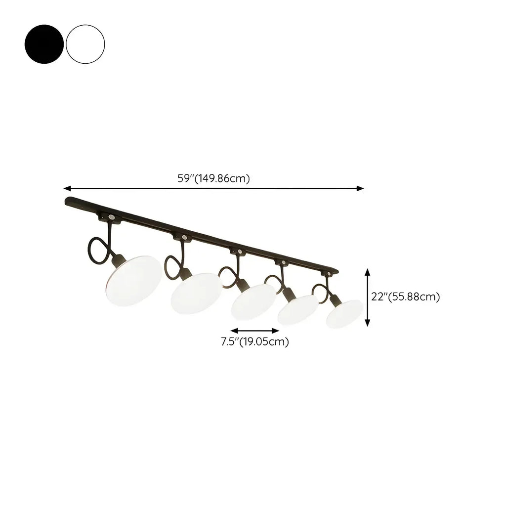 Faretto a binario LED moderno a 5 luci con testine regolabili