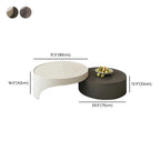 Table basse ronde moderne en bois gris avec tiroir