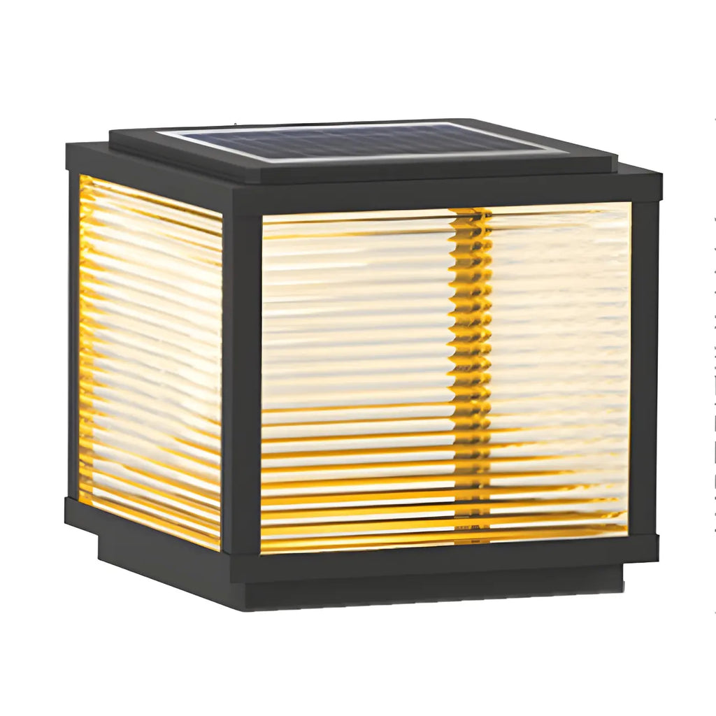 Lampes solaires d'extérieur modernes à bande noire cubique