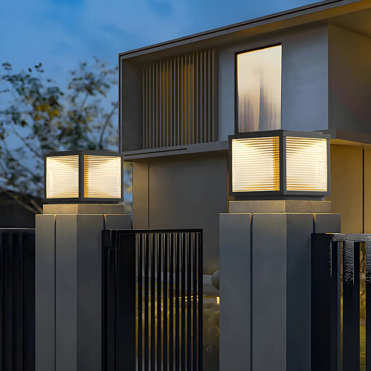 Lampes solaires d'extérieur modernes à bande noire cubique