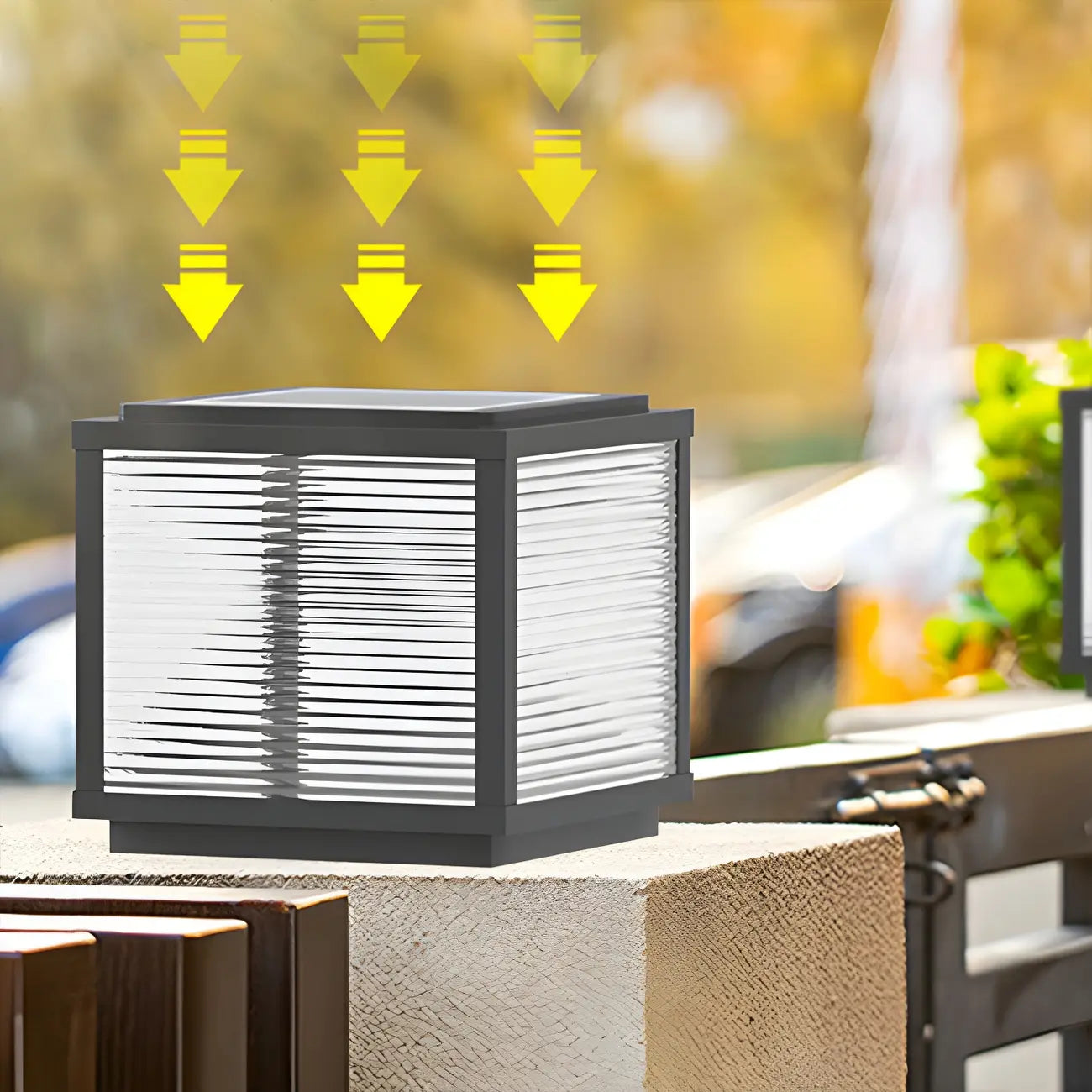Lampes solaires d'extérieur modernes à bande noire cubique