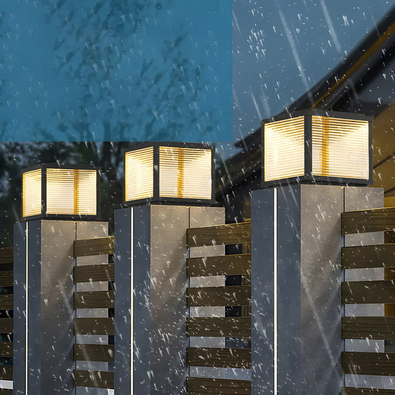 Lampes solaires d'extérieur modernes à bande noire cubique