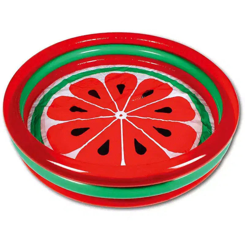 Hoovy Easy Set Up Inflatable Blow Up 59 x 11.75 3 Ring 53 Gallon Capacity Watermelon Style Portable Kiddie Swimming Pool Toy for Kids and Adults