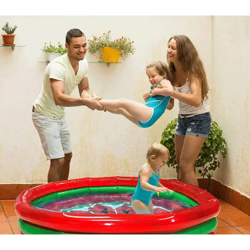 Hoovy Piscine gonflable facile à installer, 150 x 30 cm, 3 anneaux, capacité 200 L, motif pastèque, portable, pour enfants et adultes