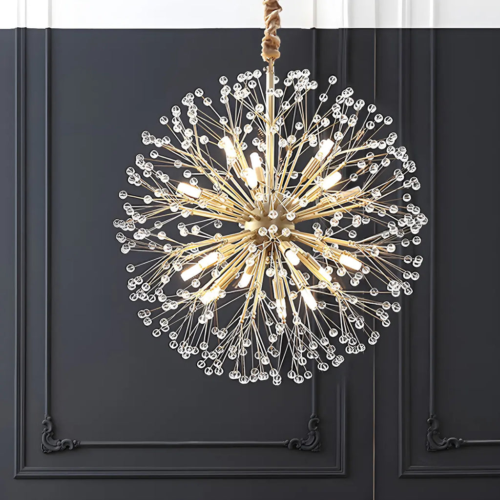 Lustre moderne Sputnik en cristal doré réglable, à motif d'étoile, réglable