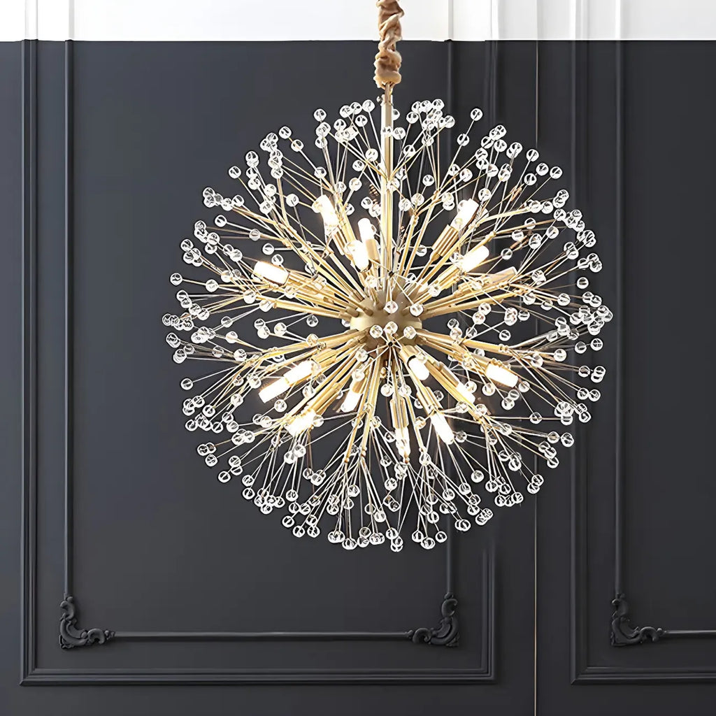 Lustre moderne Sputnik en cristal doré réglable, à motif d'étoile, réglable