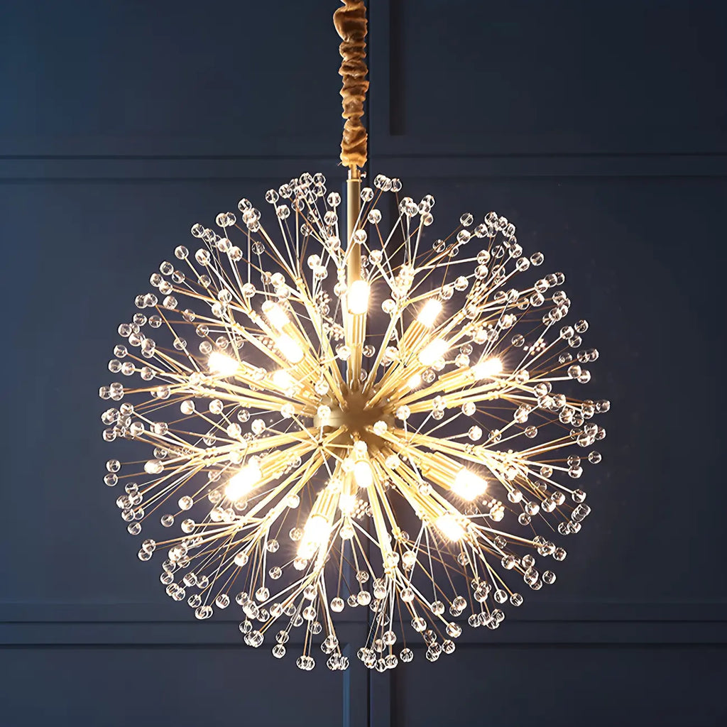 Lustre moderne Sputnik en cristal doré réglable, à motif d'étoile, réglable