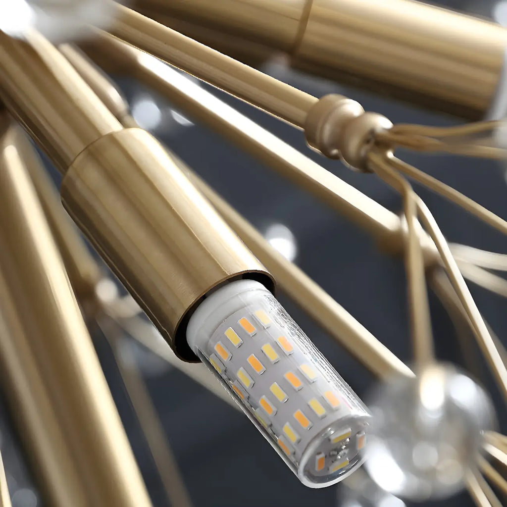 Lustre moderne Sputnik en cristal doré réglable, à motif d'étoile, réglable
