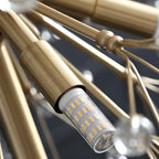 Lustre moderne Sputnik en cristal doré réglable, à motif d'étoile, réglable