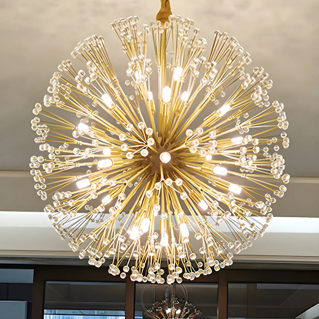 Lustre moderne Sputnik en cristal doré réglable, à motif d'étoile, réglable
