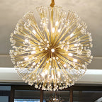 Lustre moderne Sputnik en cristal doré réglable, à motif d'étoile, réglable