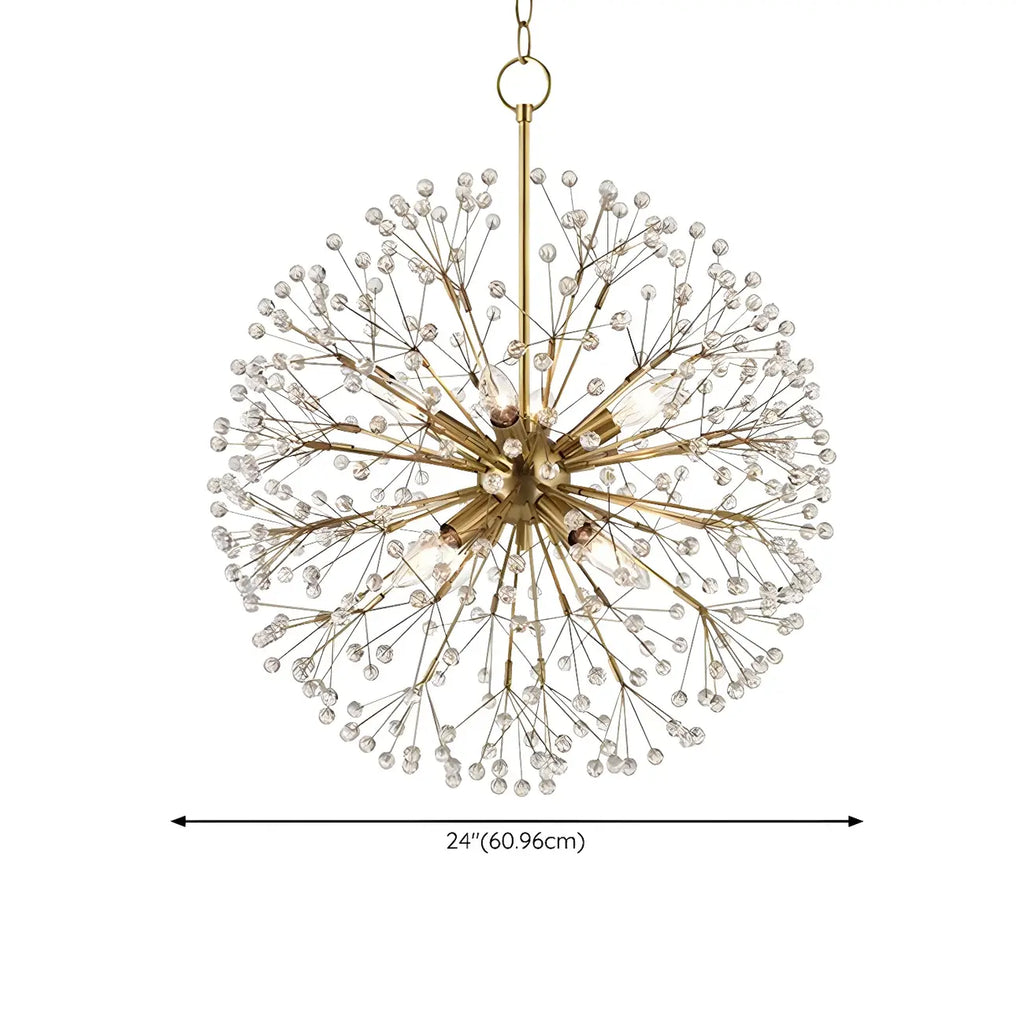 Lustre moderne Sputnik en cristal doré réglable, à motif d'étoile, réglable